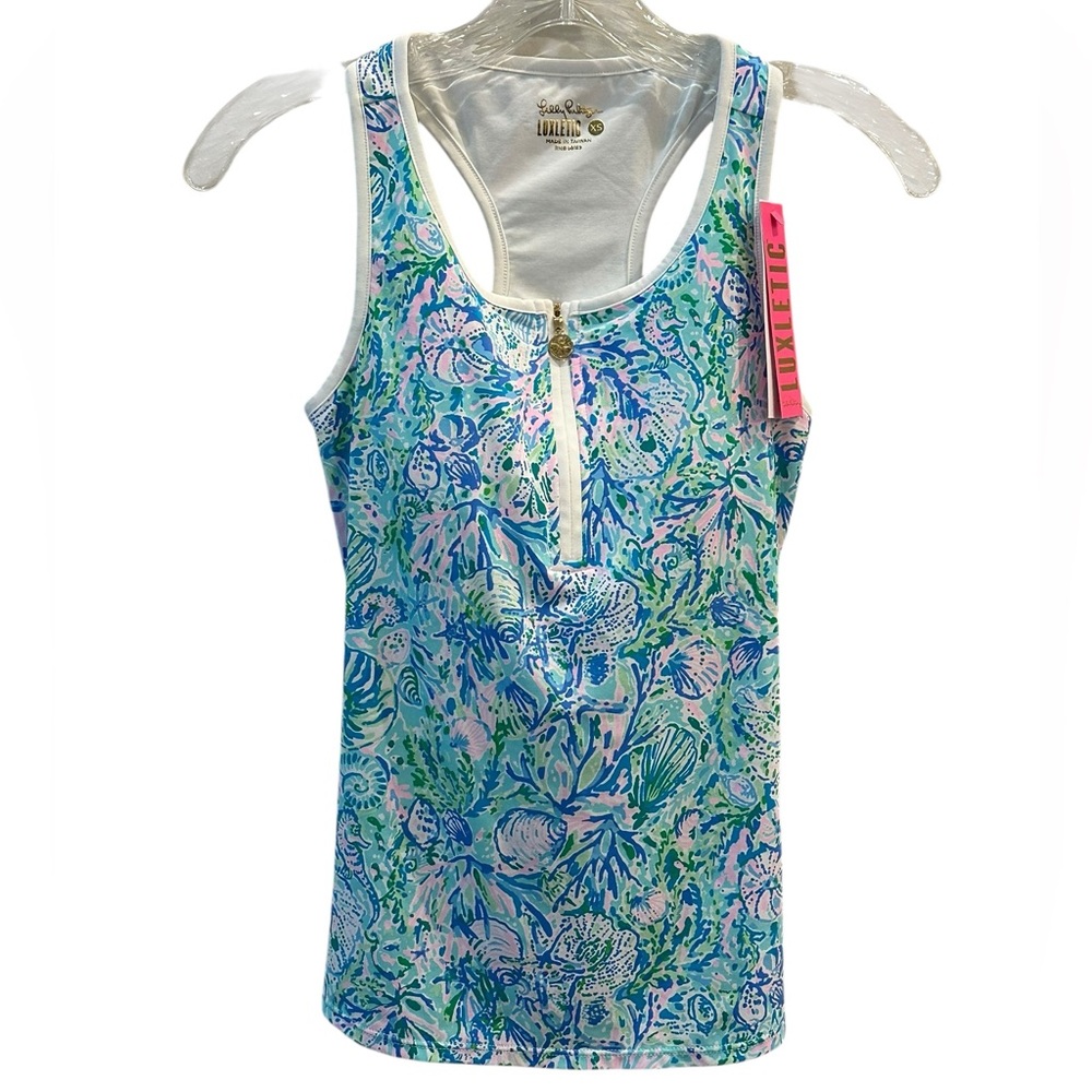 NWT Lilly Pulitzer Luxletic Size XS Sport Top, Shelf Bra, Zipper Front! UPF 50☀️